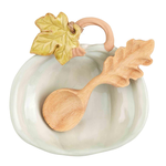Candeliere In Legno Di Paulonia Mud Pie – Lavato Bianco Con Perline E Ciondolo In Ceramica – 7 1/2″ X 4″ Diametro