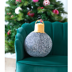 Large Merry Sequin Bauble Pillow Silver