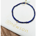 enewton Gemstone 3mm Bead Bracelet - Lapis - Signature Cross Smal Gold Charm