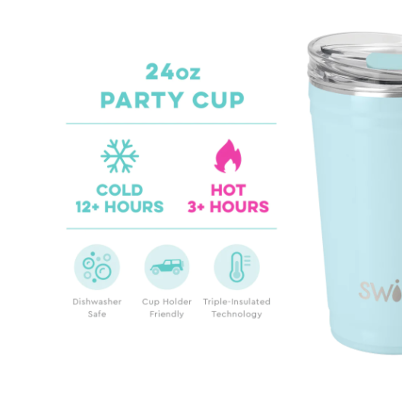 Swig Swig 24oz Shimmer Aquamarine Party Cup
