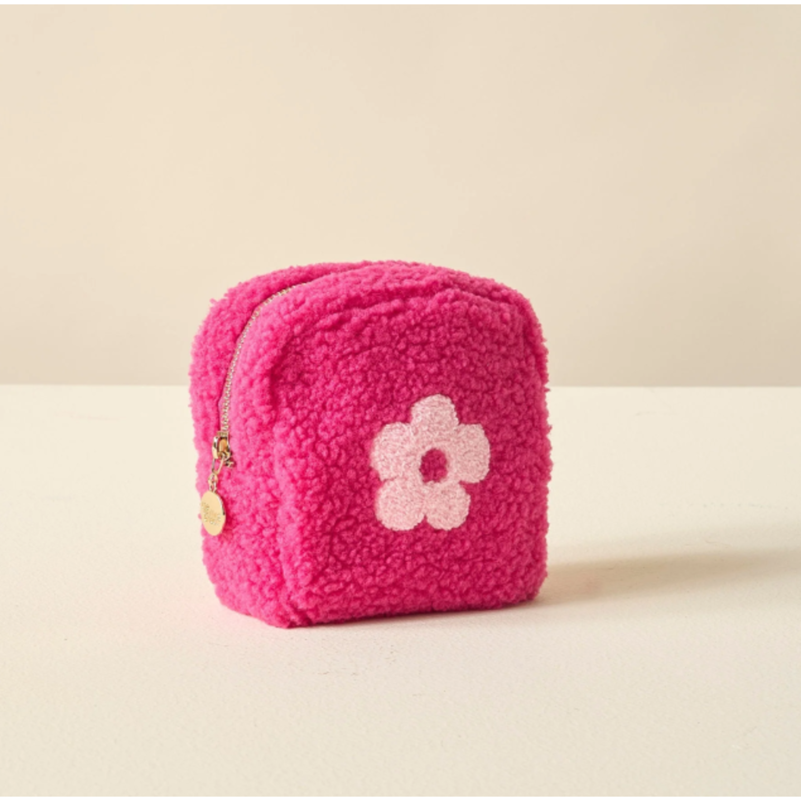 The Darling Effect Zippered Teddy Square Floral Pouch