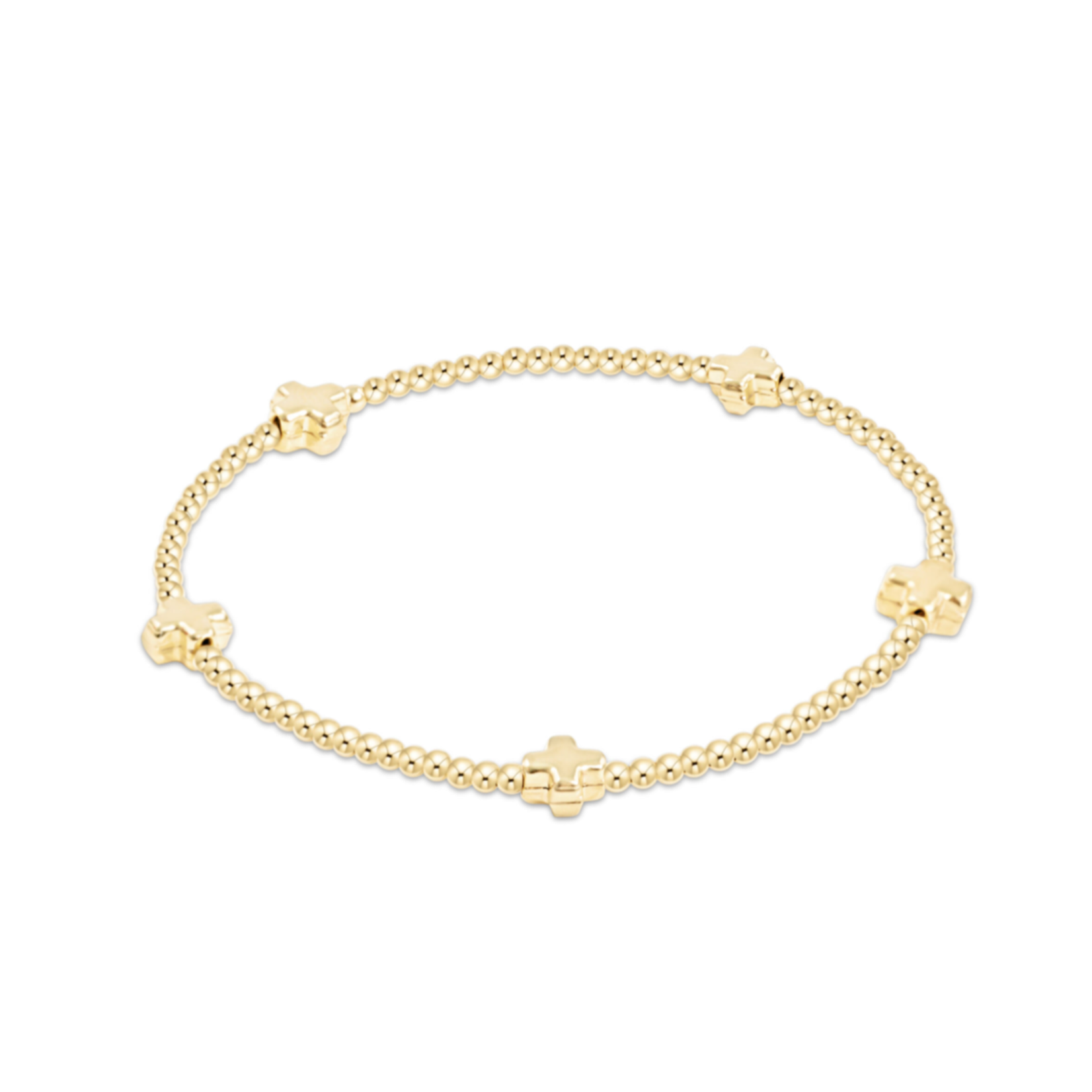 enewton Signature Cross Small Gold Pattern 2mm bead Bracelet