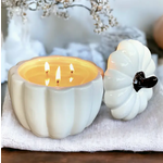 White Ceramic Pumpkin Candle with Lid