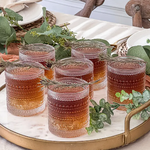 10 oz Textured Beaded Clear Old Fashion Drinking Glasses
