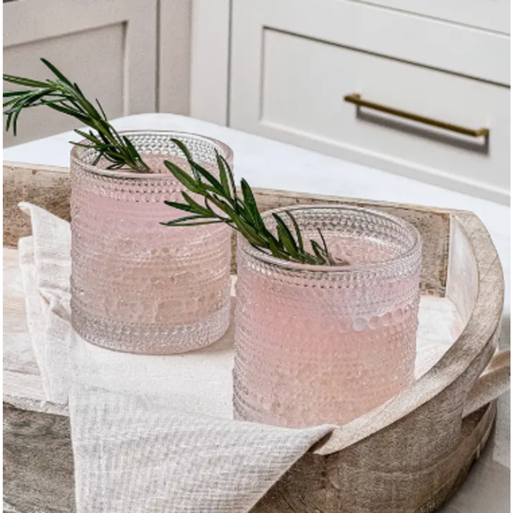 10 oz Textured Beaded Clear Old Fashion Drinking Glasses