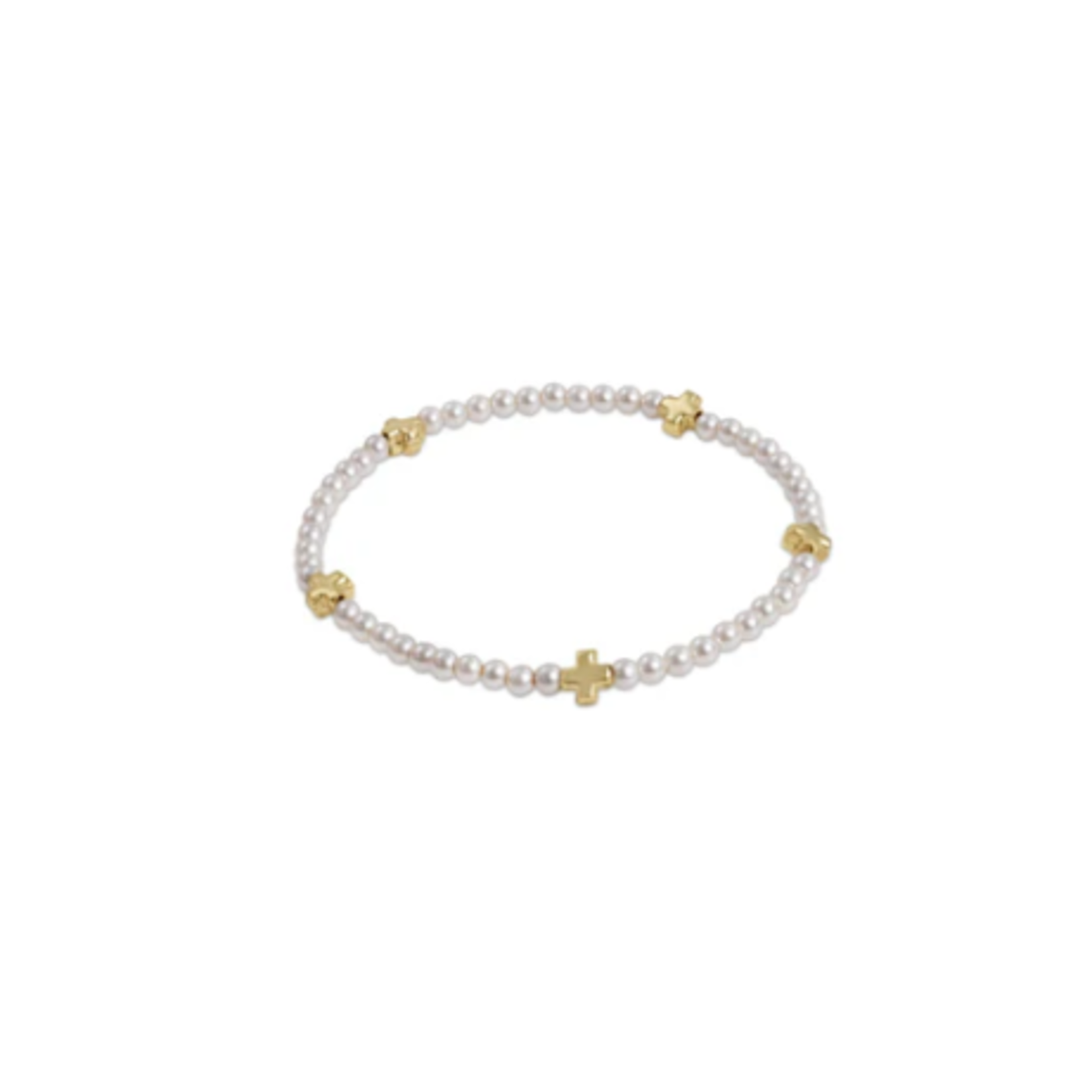 enewton Signature Cross Small Pearl Pattern 3mm Bead Bracelet - Gold