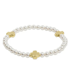 enewton Signature Cross Pearl Pattern 4mm Bead Bracelet Gold