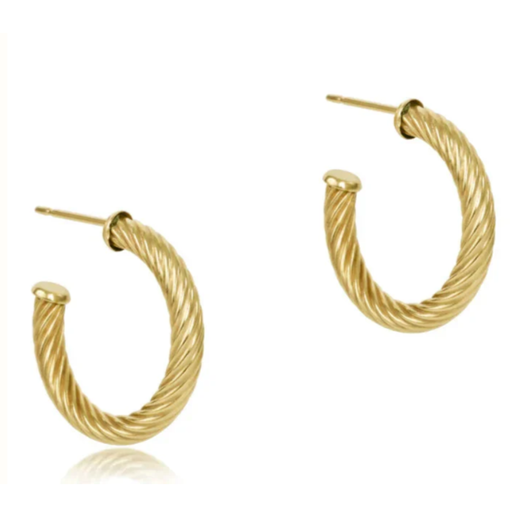 enewton Round Gold 1.125" Post Hoop - 4mm - Textured Twist