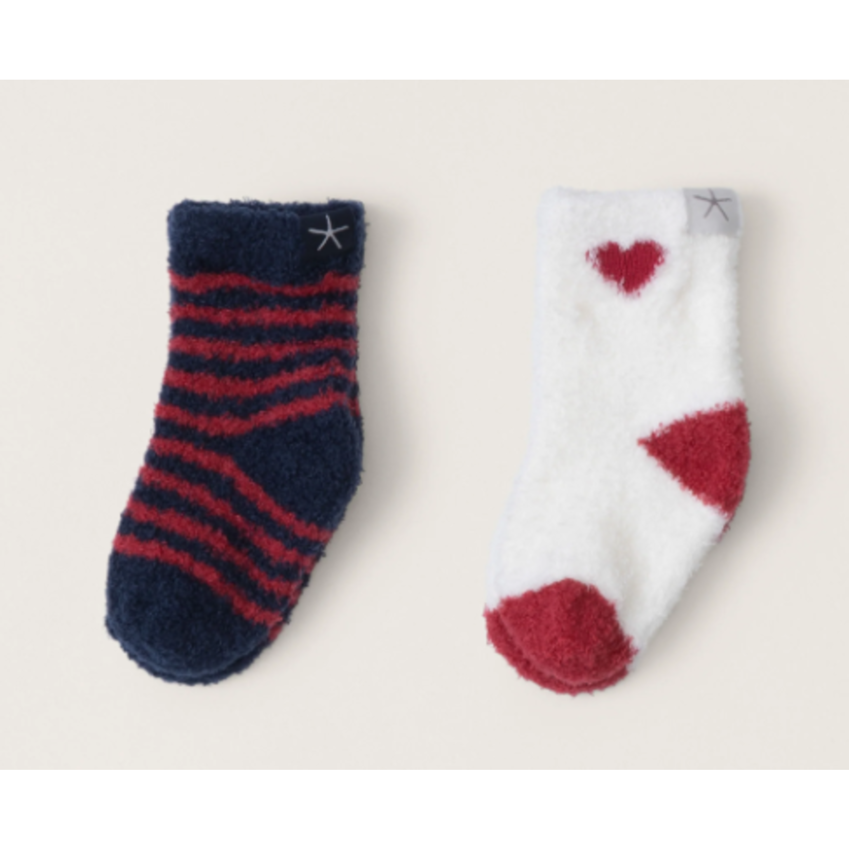 Barefoot Dreams CCL Baby Heart Sock Set - Marine-Scarlet