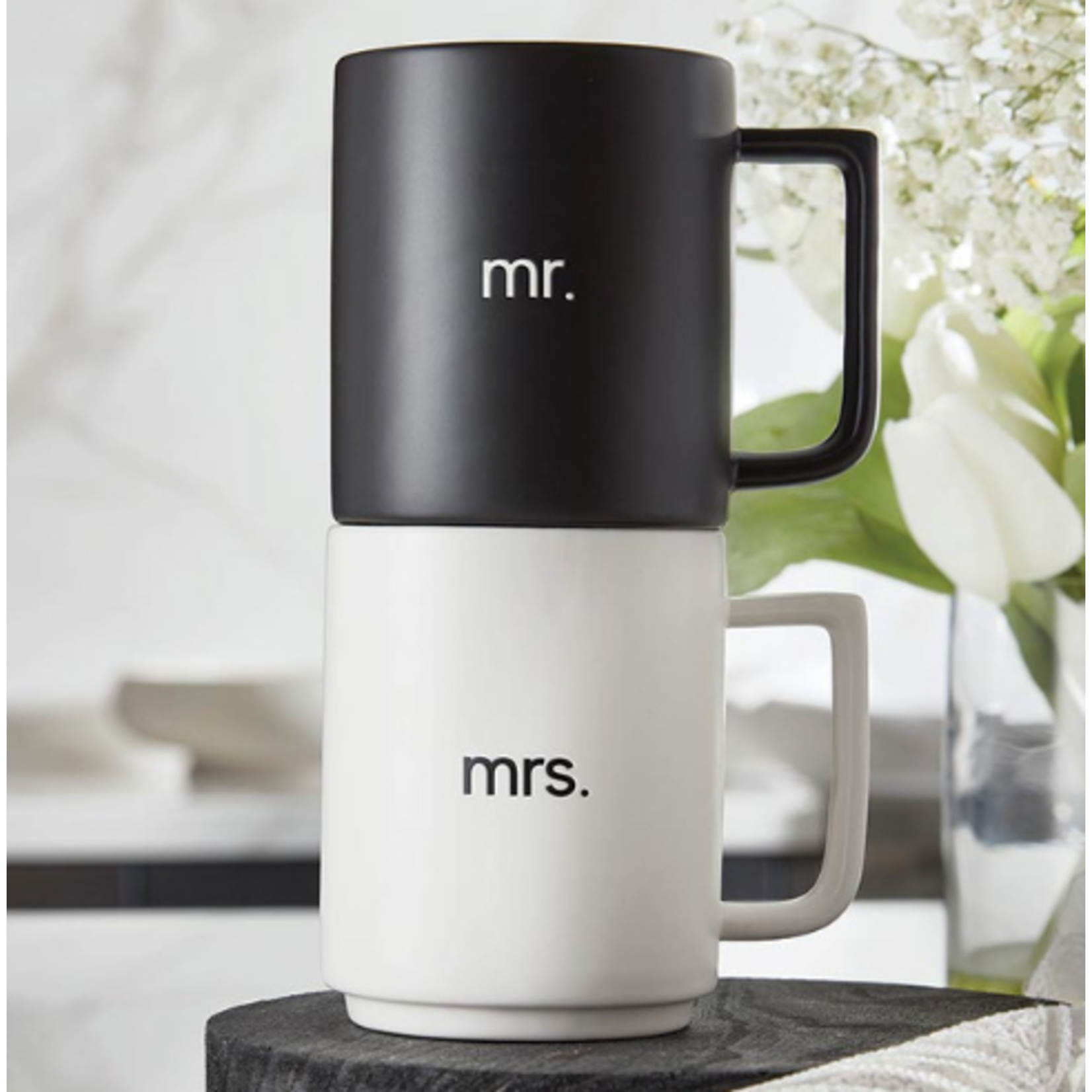 Mr & Mrs  Stackable Matte Mug Set