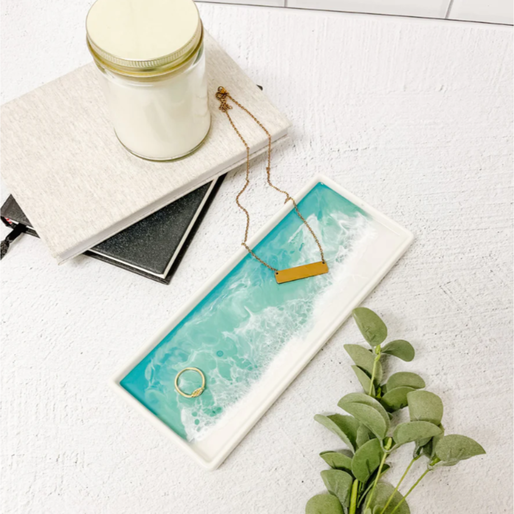 Ceramic Resin Tray - Caribbean Blue