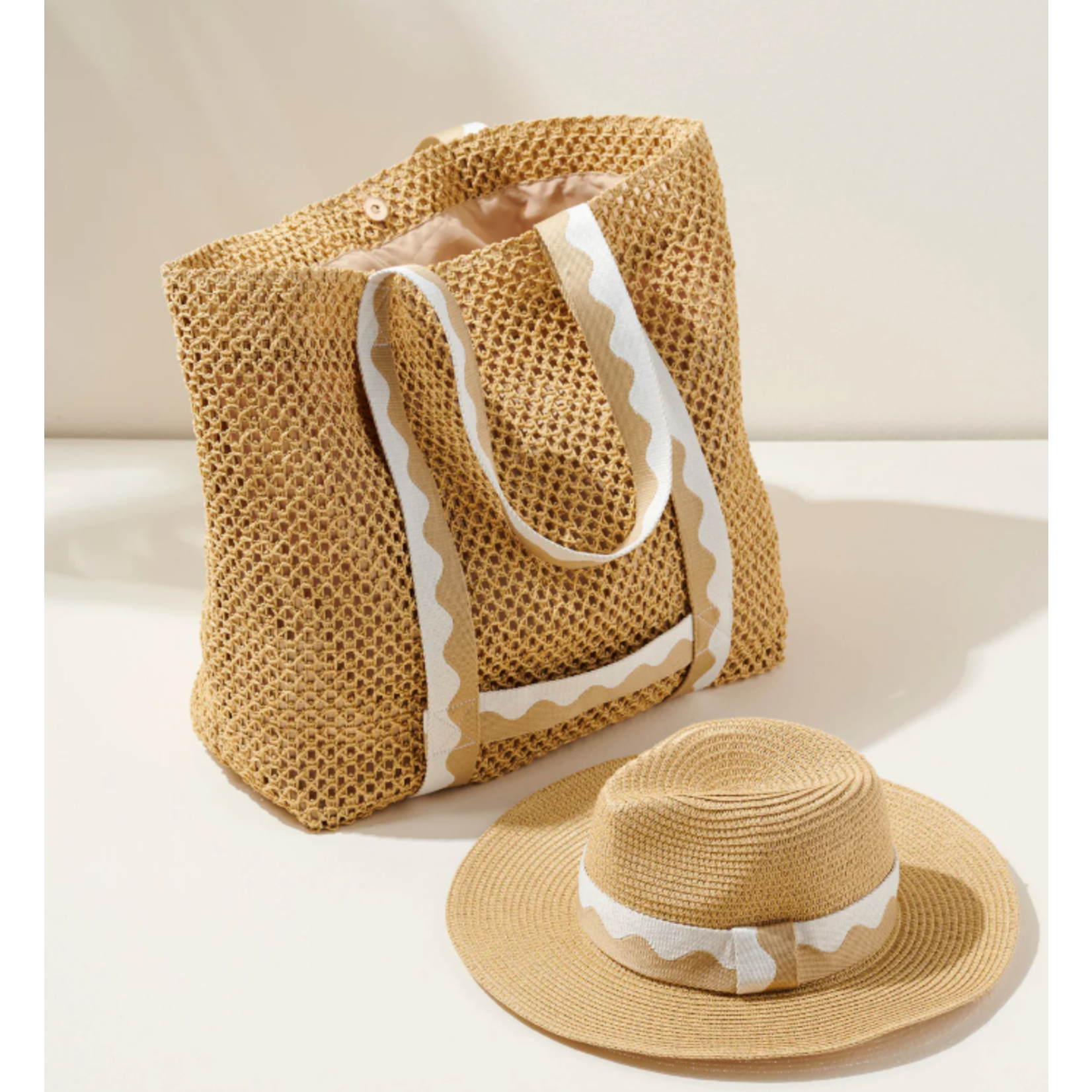 Antigua Tote and Hat Set, Sand