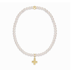 enewton Classic Pearl 3mm Bead Bracelet-Signature Cross Gold Charm