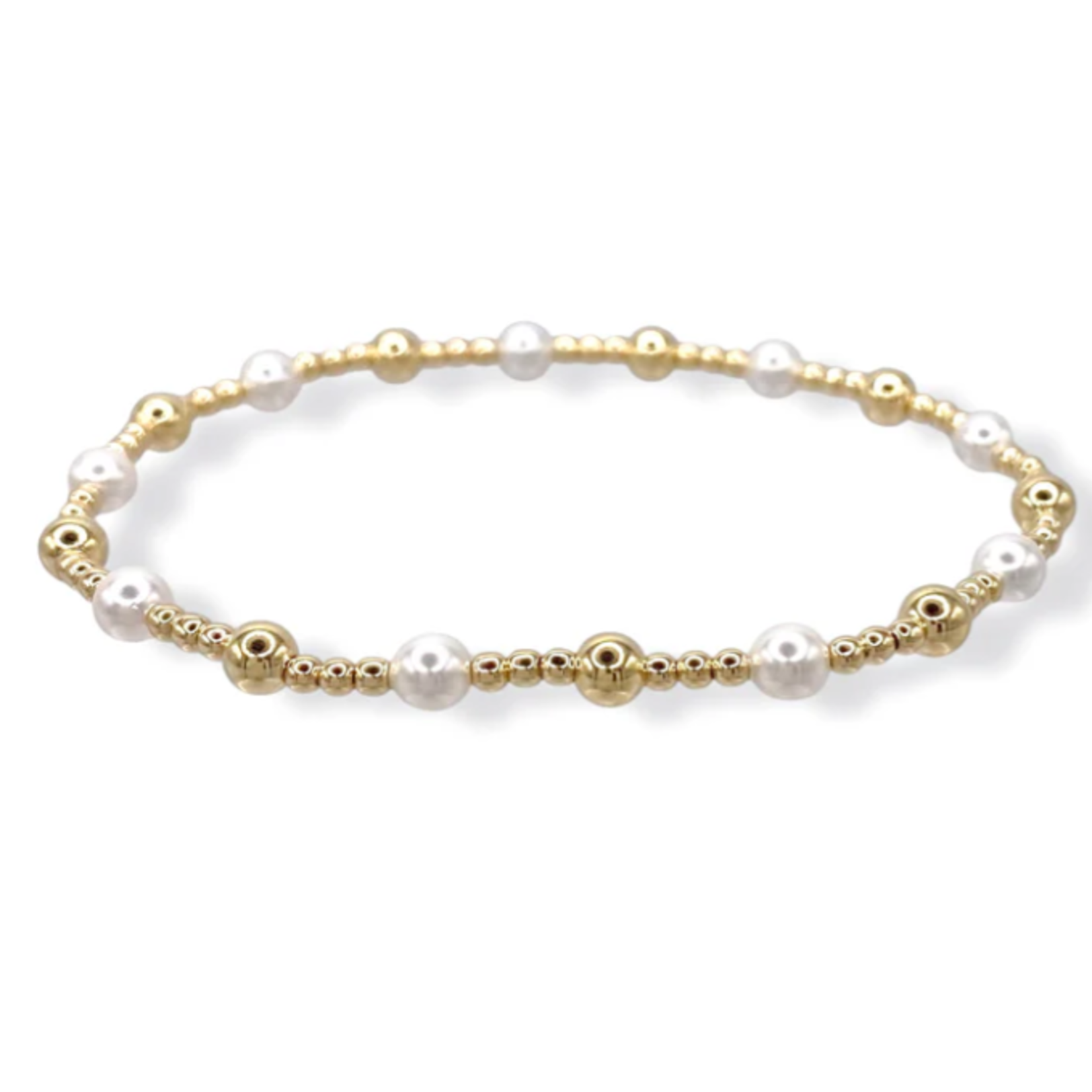 enewton Classic Gold Sincerity Pattern 4mm Bead Bracelet - Pearl