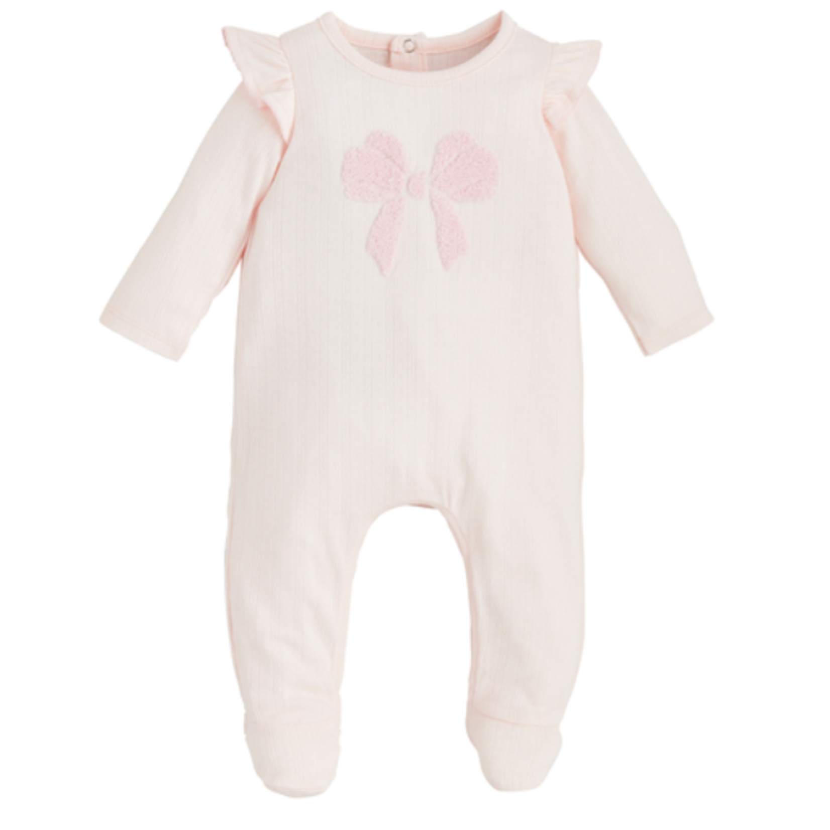 Mud Pie Pink Boucle Bow Sleeper 6-9 Months