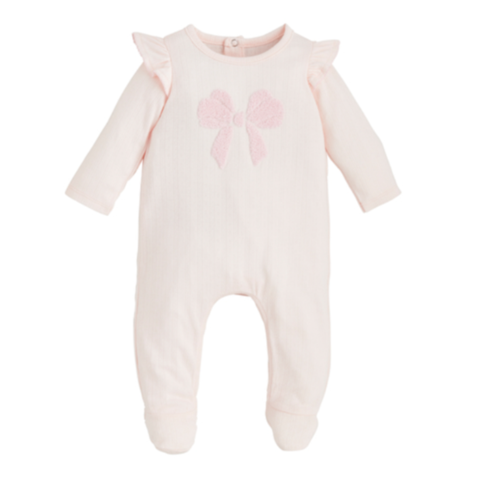Mud Pie Pink Boucle Bow Sleeper 3-6 Months