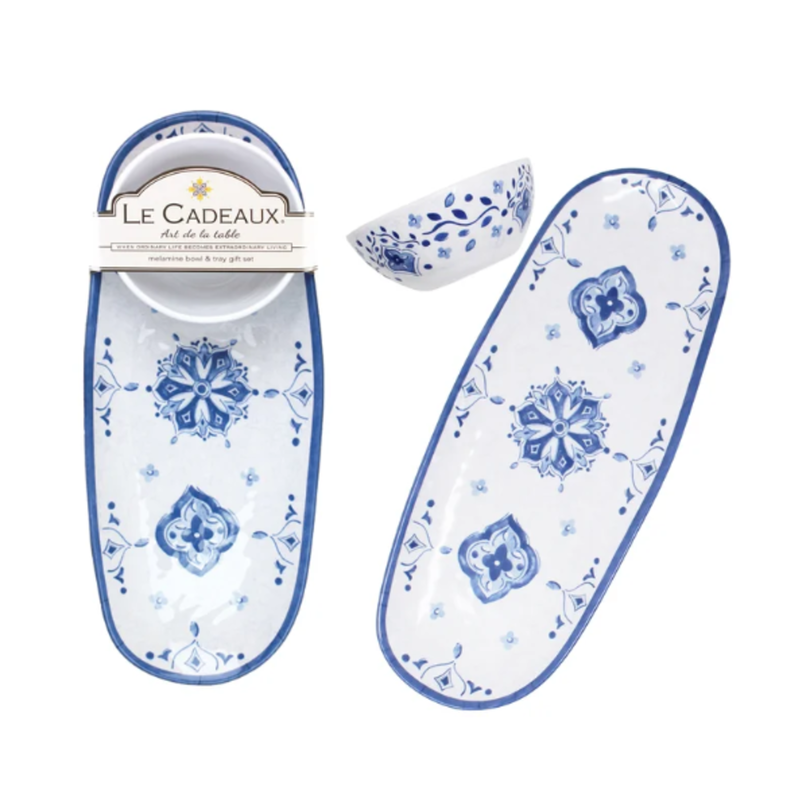 Le Cadeaux Melamine Bowl and Tray Gift Set