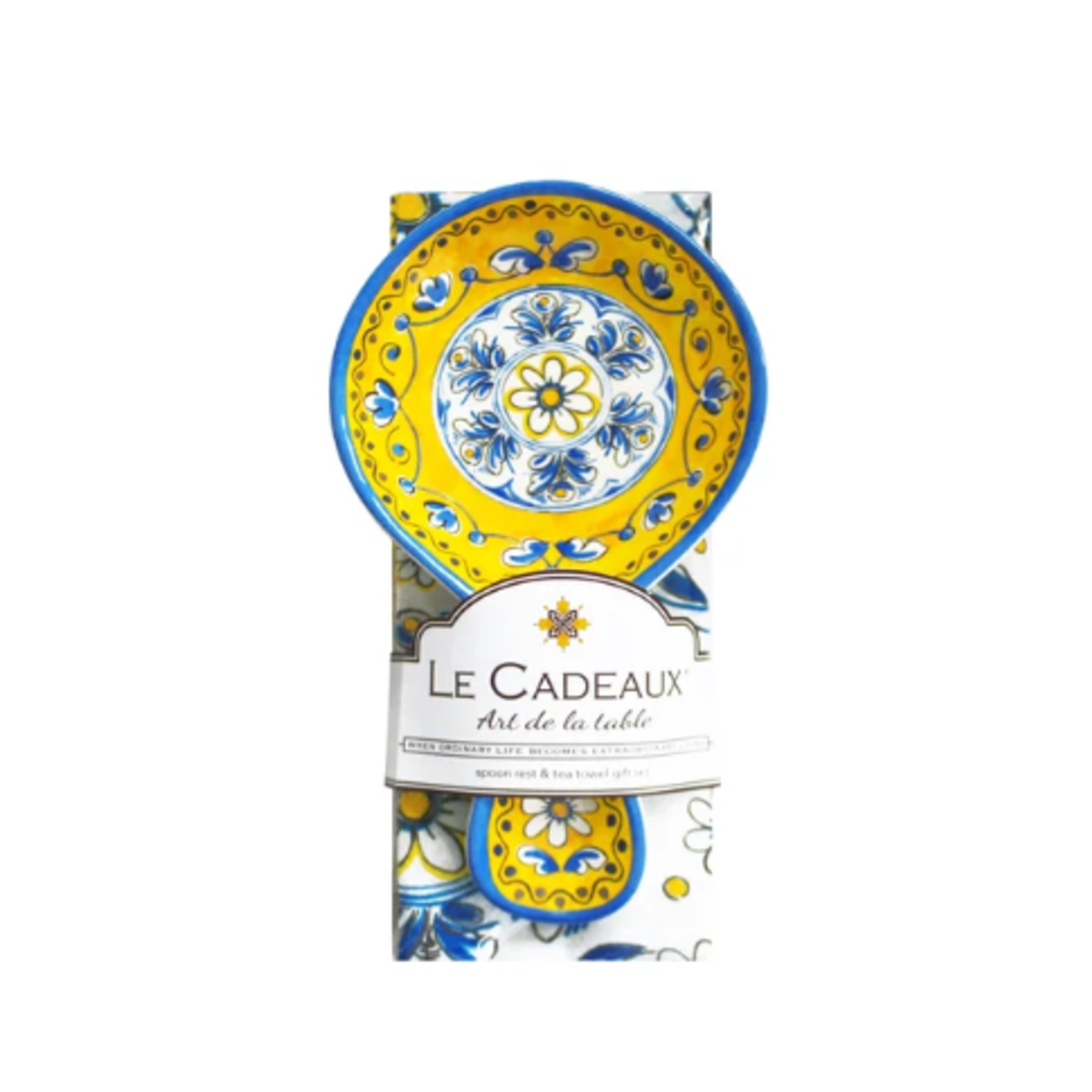 Le Cadeaux Spoon Rest and Cotton Tea Towel Gift Set