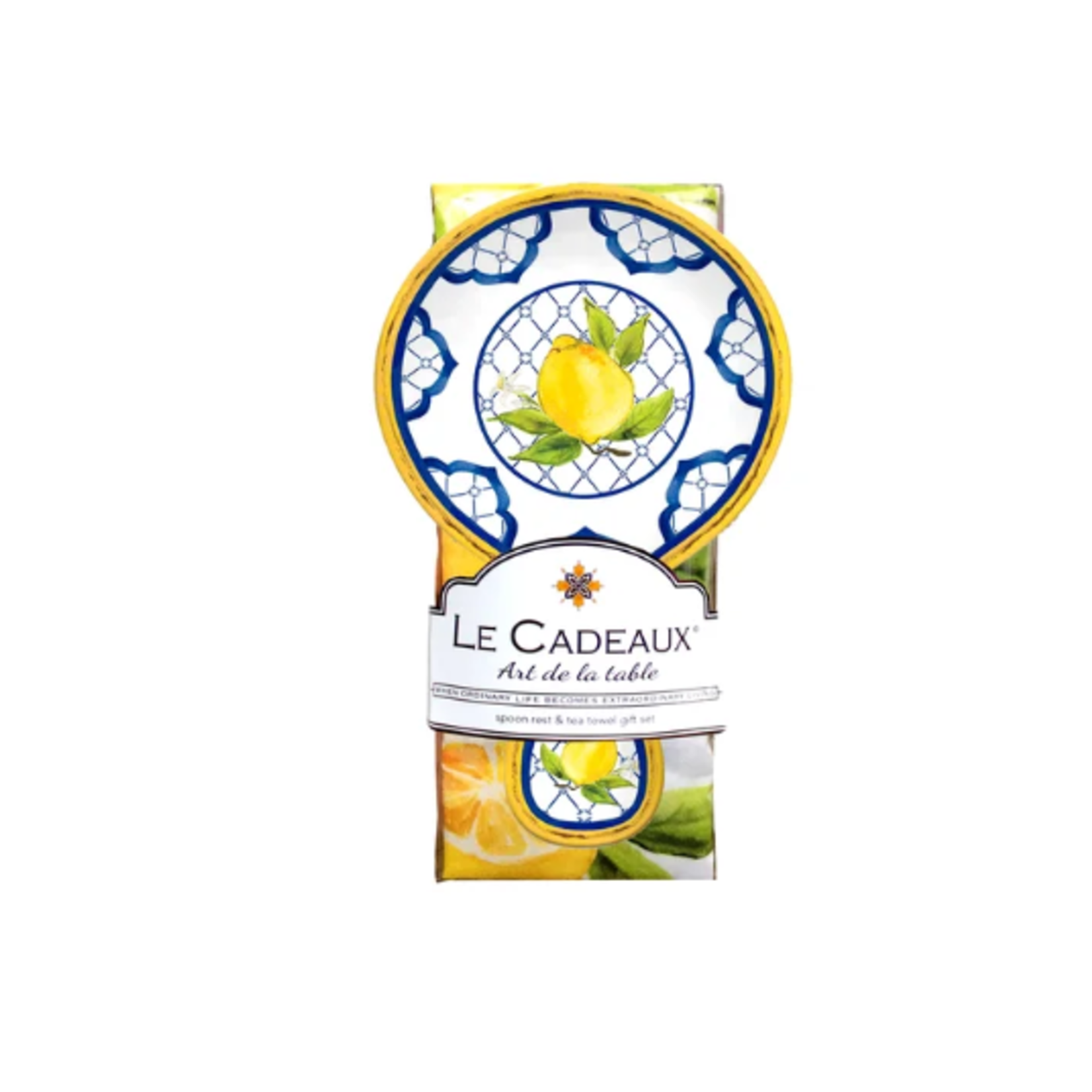 Le Cadeaux Spoon Rest and Cotton Tea Towel Gift Set