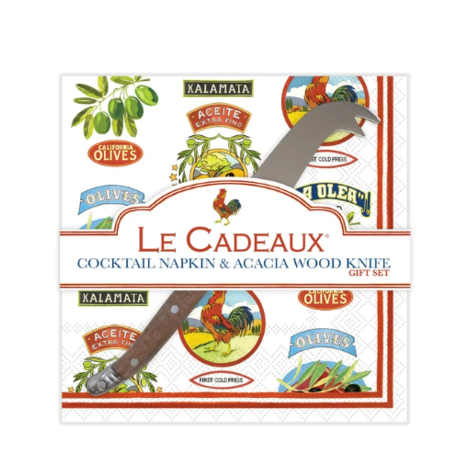 Le Cadeaux Cocktail Napkins & Cheese Knife Gift Set
