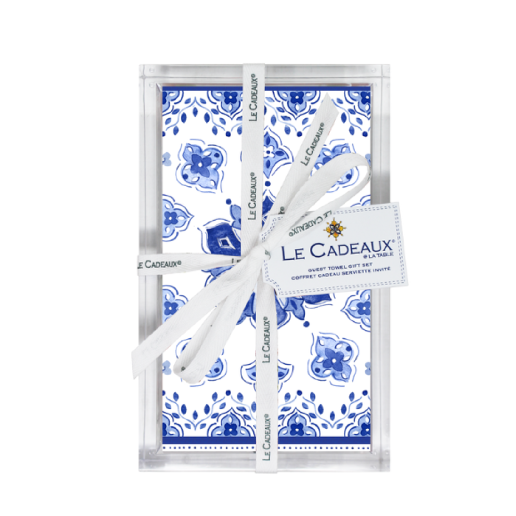 Le Cadeaux Gift Set of Guest Towel/Buffet Napkins in Acrylic Holder