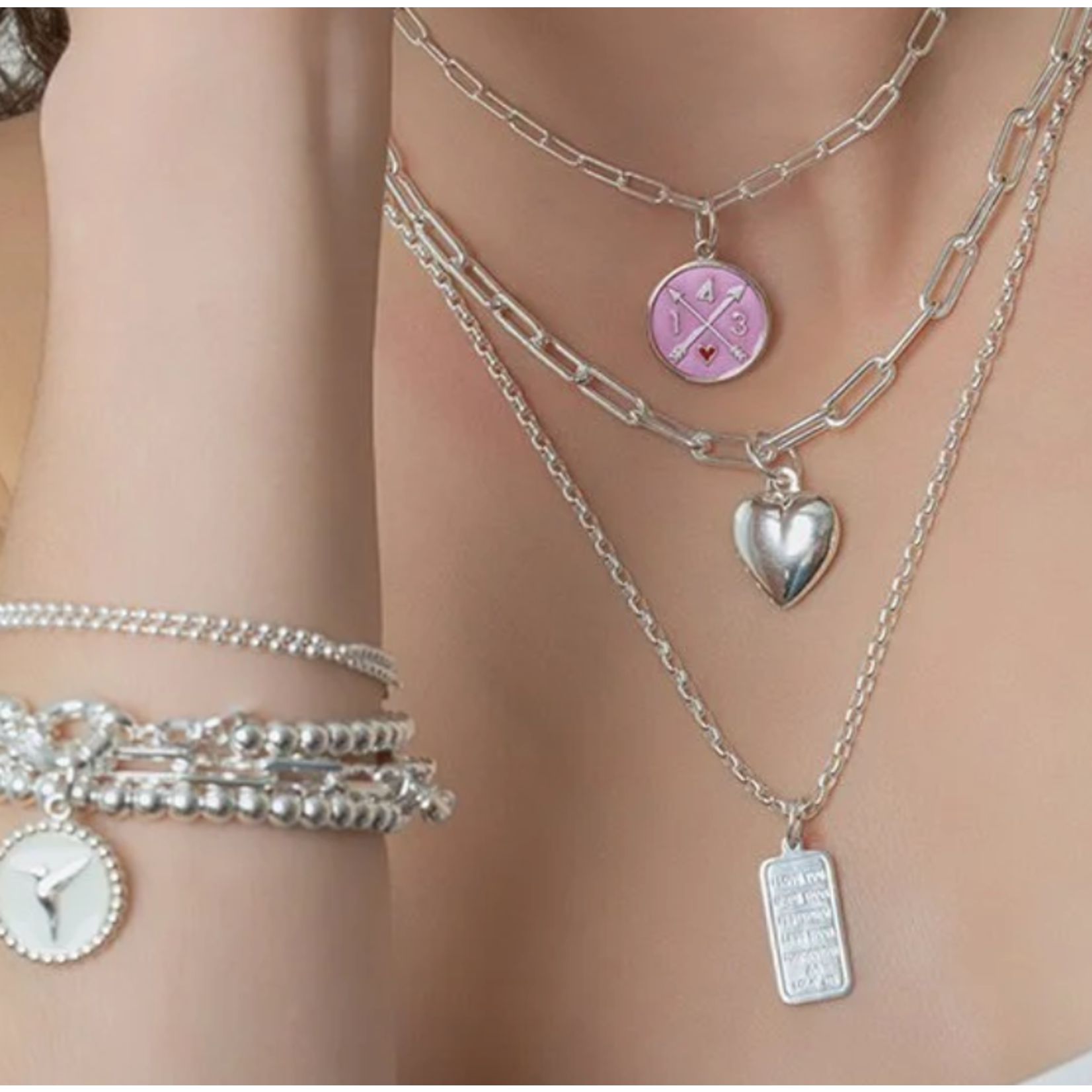 Lola Puffy Heart Silver Medium