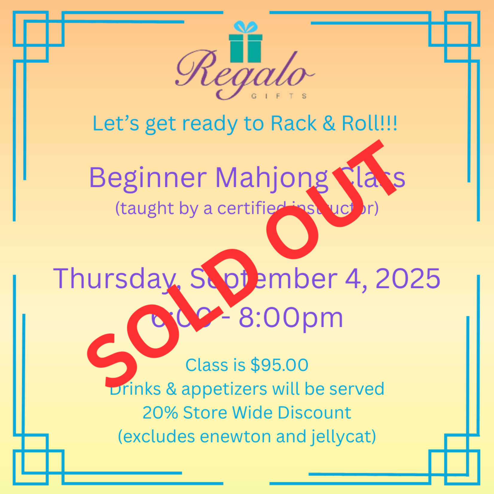 Beginner Mahjong Class - Thursday, September 4, 2025