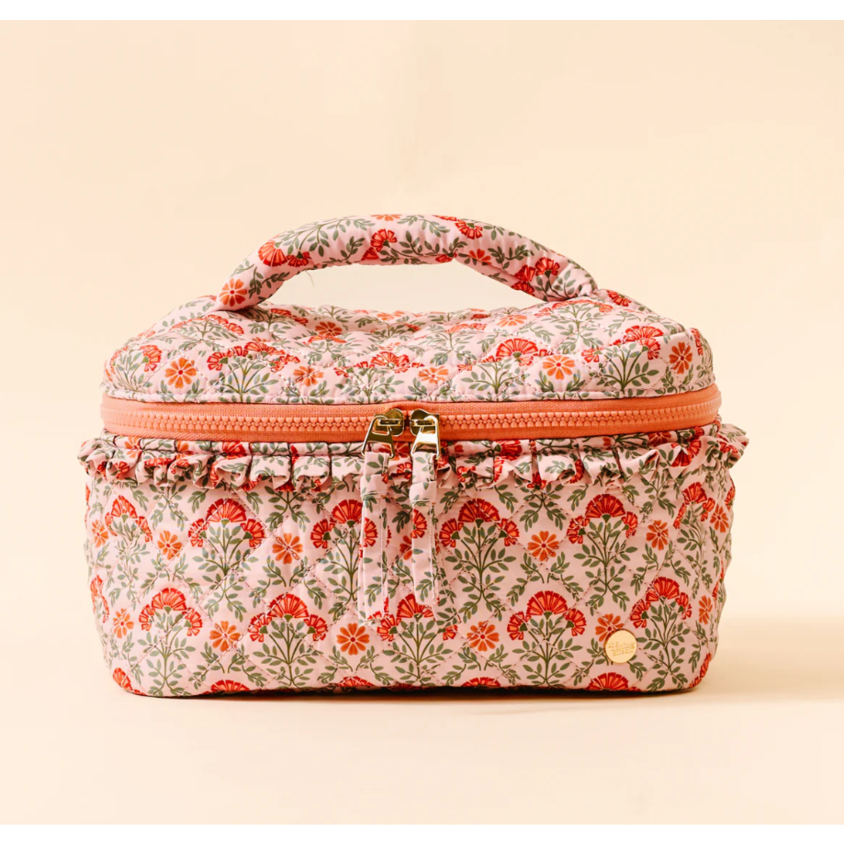 The Darling Effect Glam & Go Quilted Cosmetic Bag - Everbloom Dusty Rose