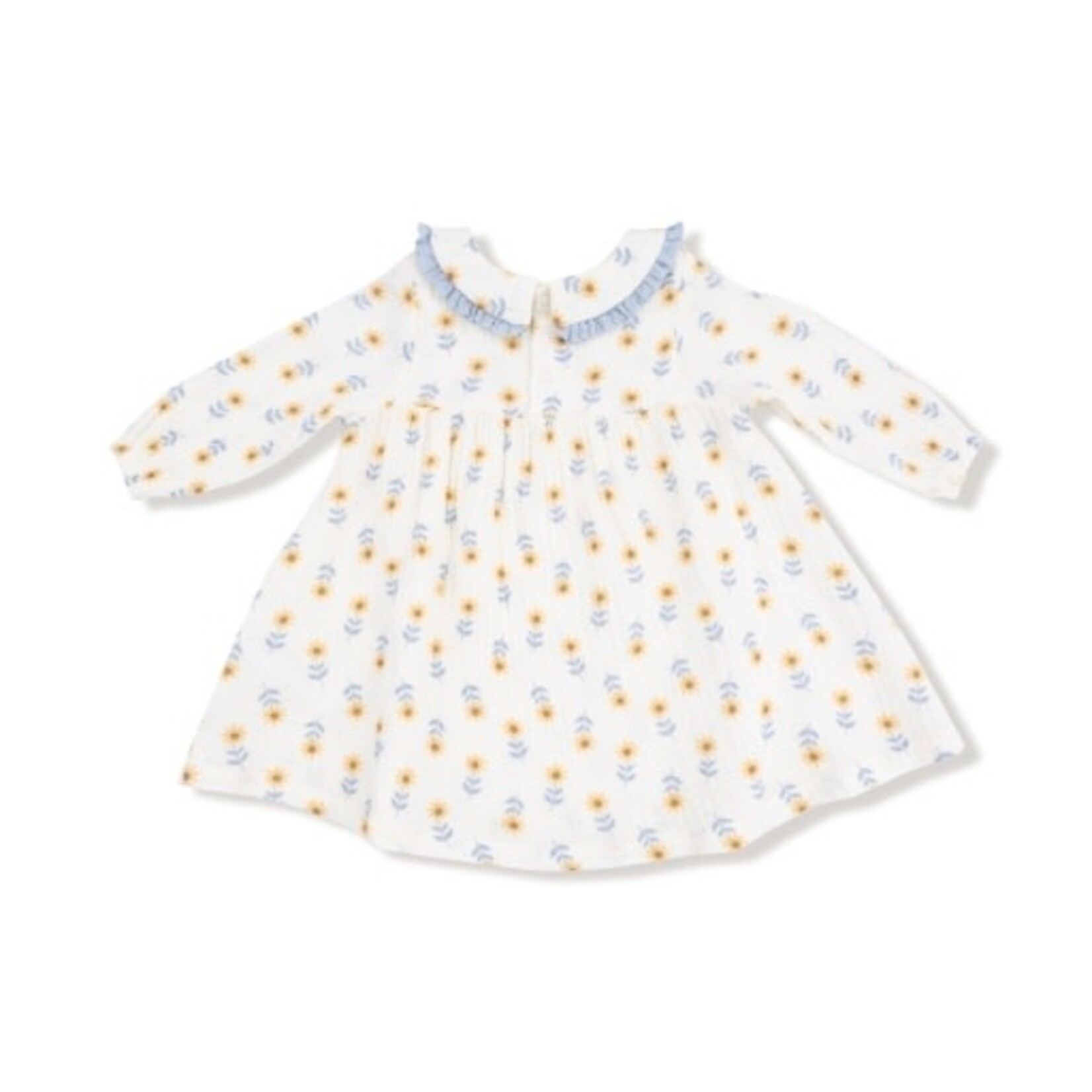 Angel Dear Western Sunflower - Peter Pan Collar Dress with Eyelet Trim and Ribbed Leggings