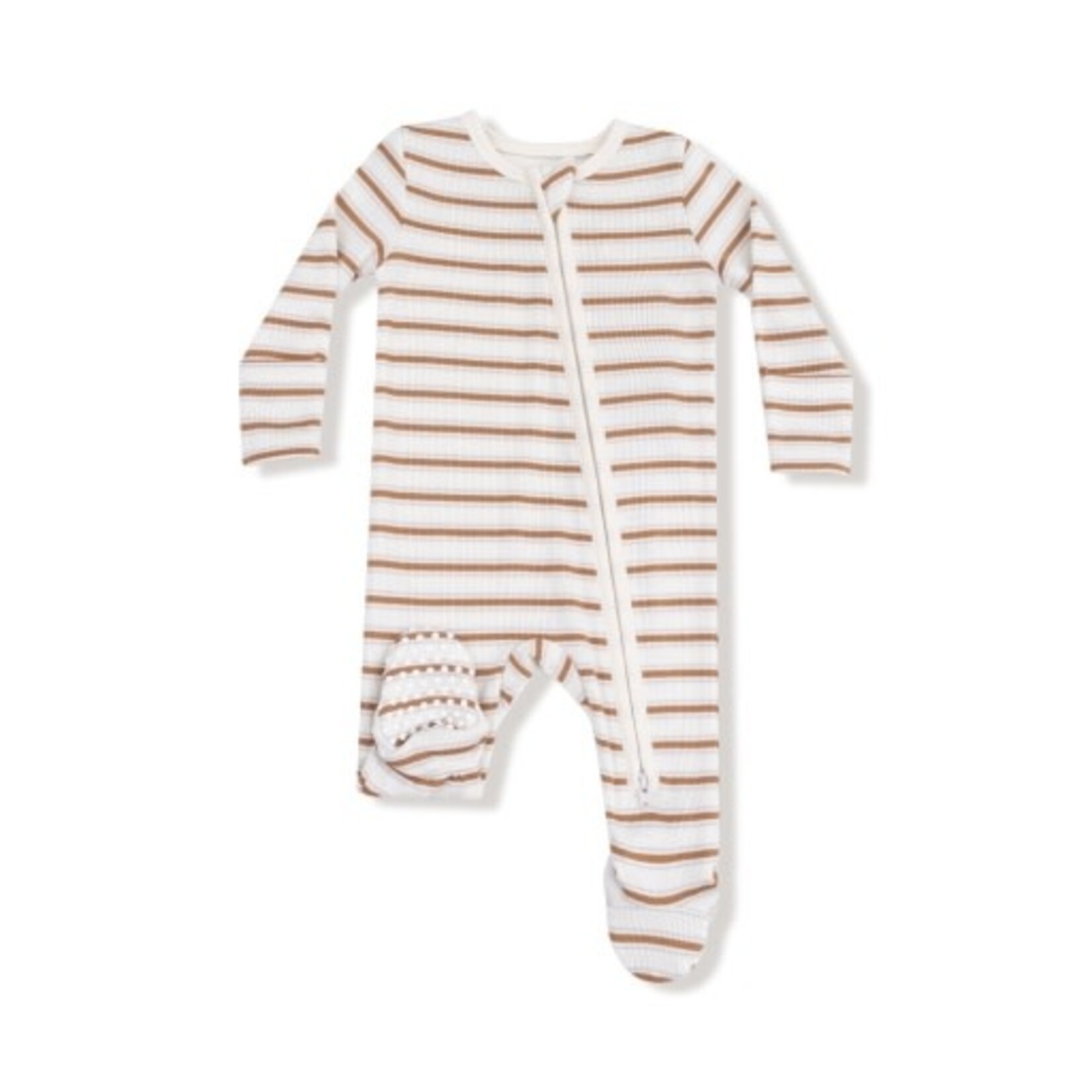 Angel Dear Vintage Stripe - Brown - 2 Way Zipper Footie