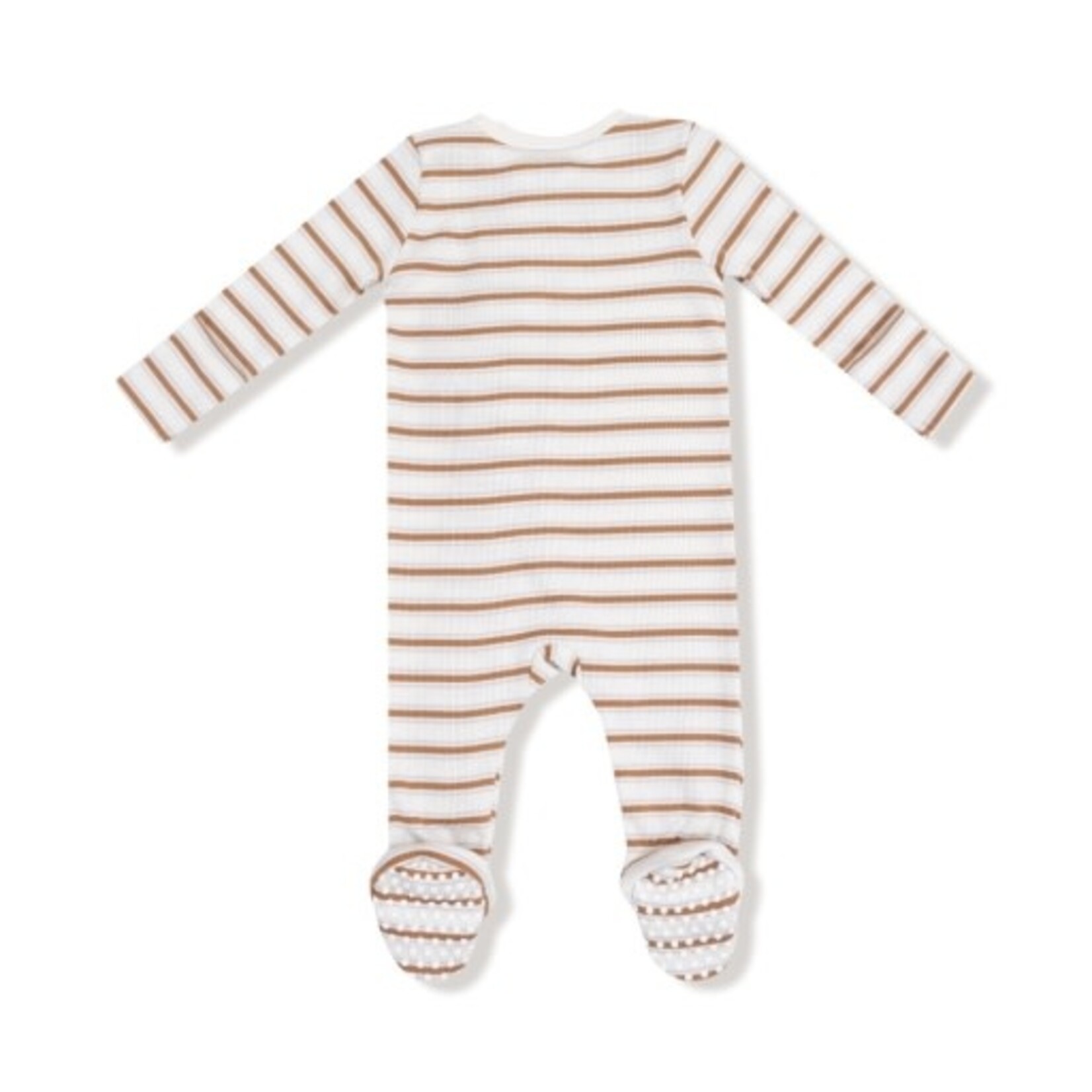 Angel Dear Vintage Stripe - Brown - 2 Way Zipper Footie