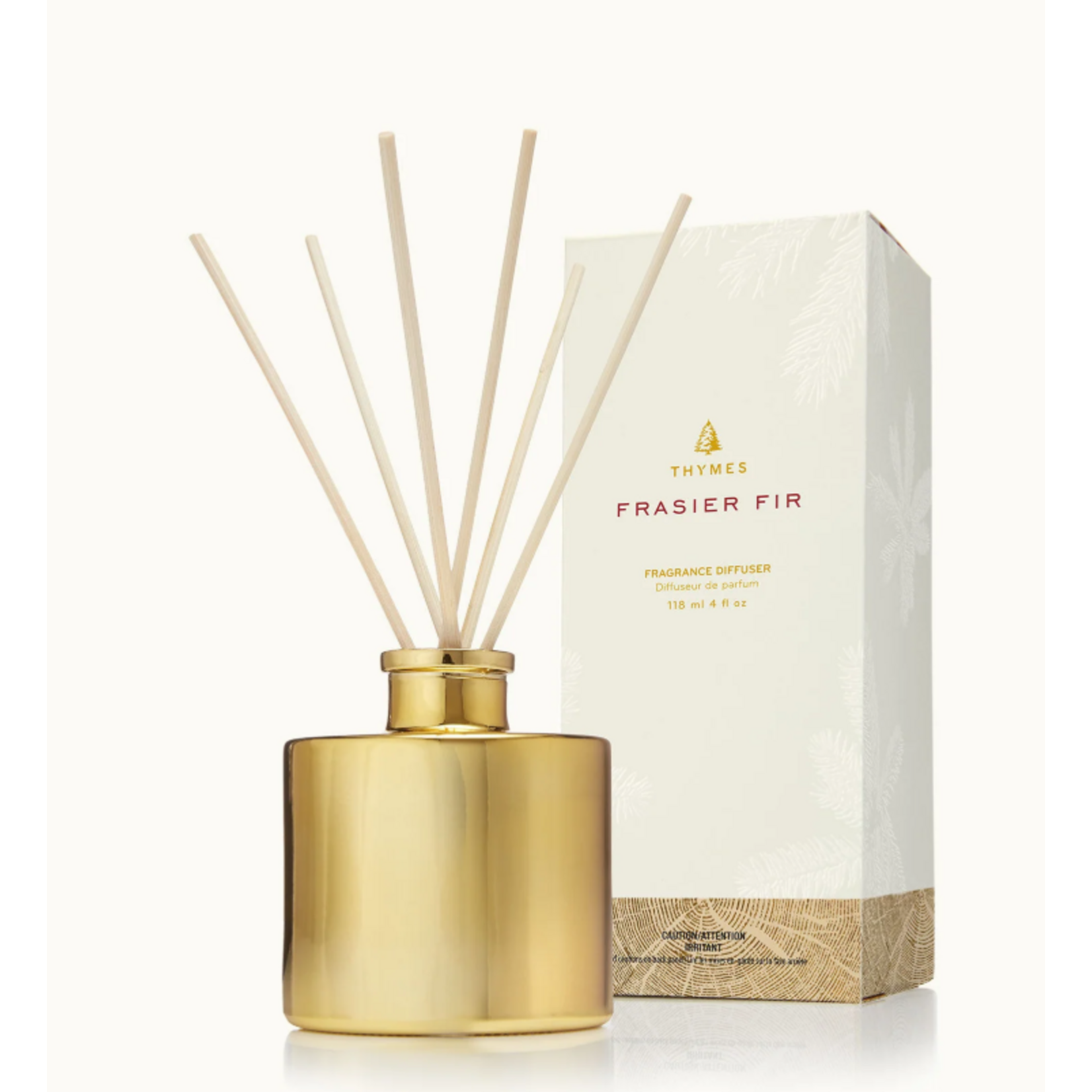 Thymes Frasier Fir Guilded Reed Diffuser, Petite Gold