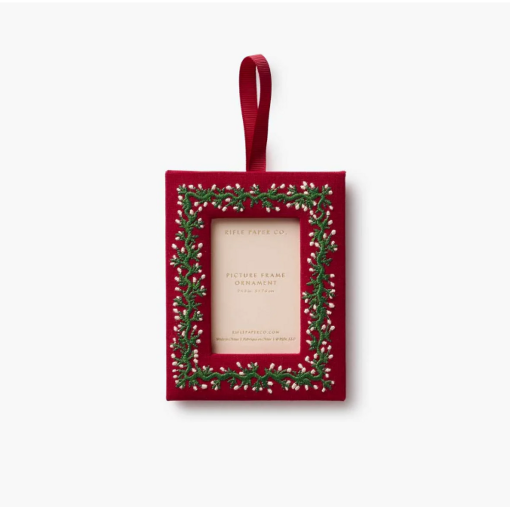 Rifle Paper Co. Holiday Vines Embroidered Picture Frame Ornament