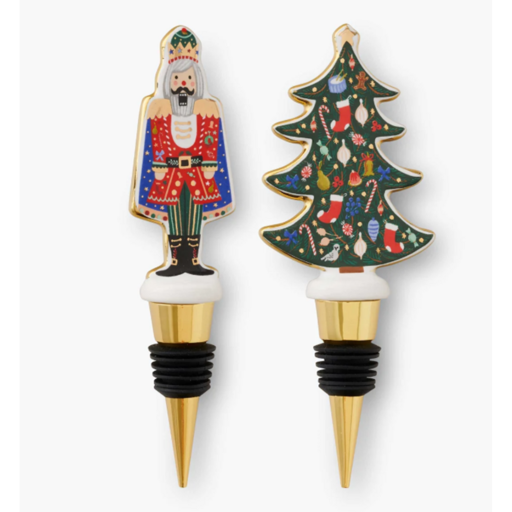 Rifle Paper Co. Nutcracker Porcelain Wine Stopper Set