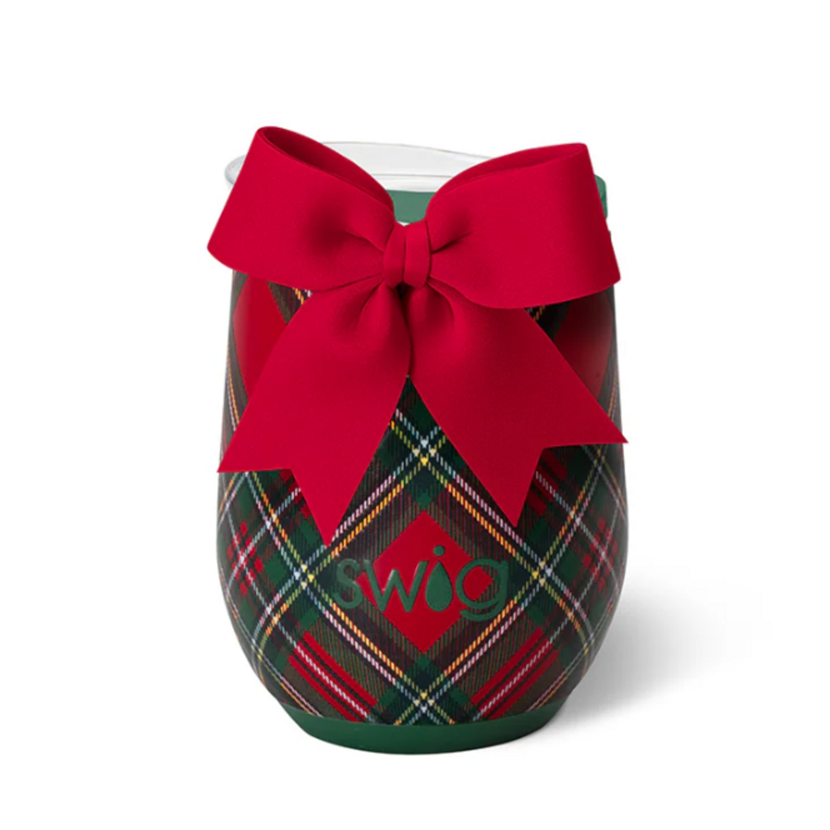 Swig Christmas Plaid Stemless Wine Cup 12oz