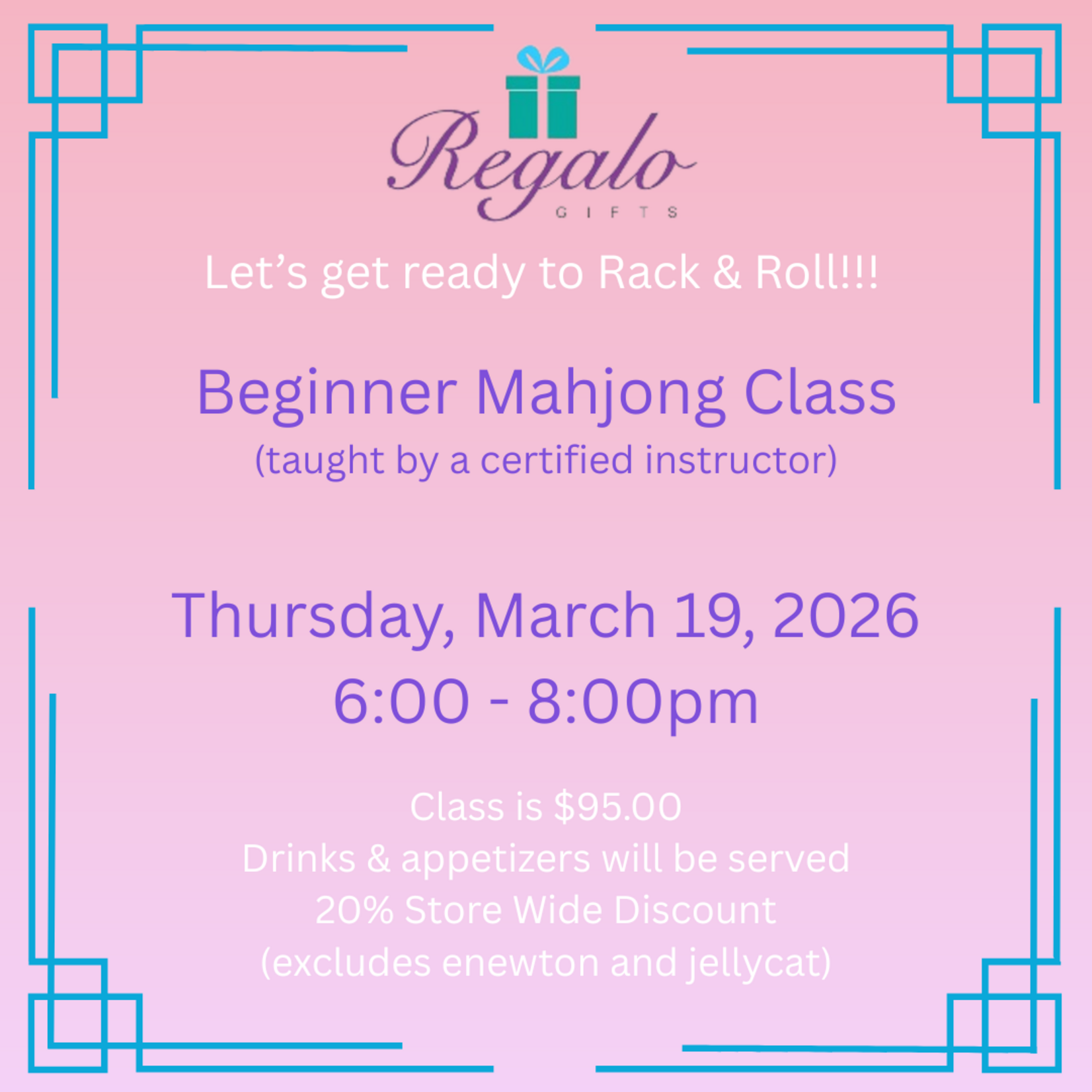 Beginner Mahjong Class - Thursday, March 19, 2026