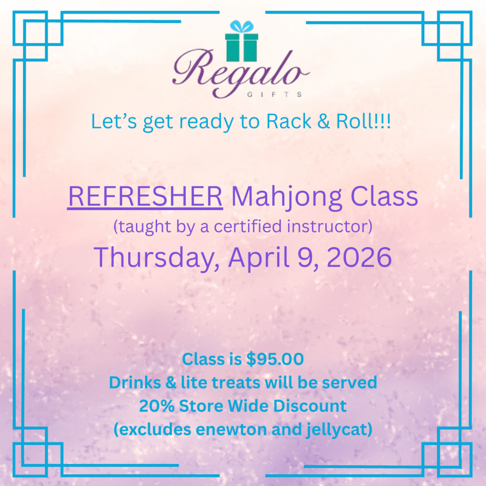 Mahjong REFRESHER class - April 9, 2026