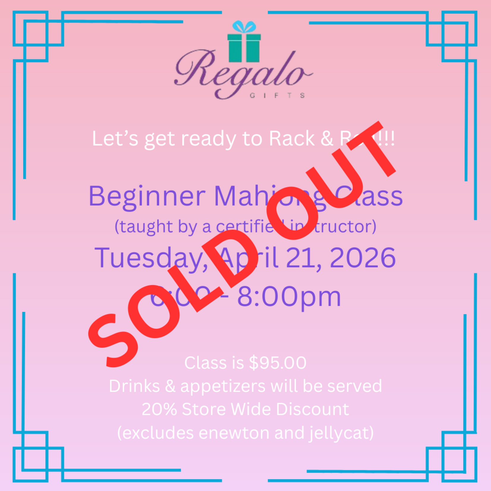 Beginner Mahjong Class - Tuesday, April 21, 2026
