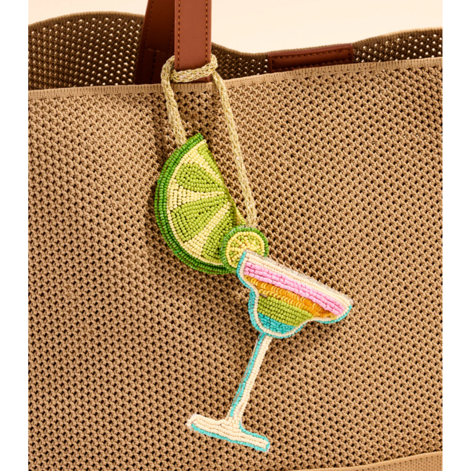 Lime/Margarita Beaded Bag Charm