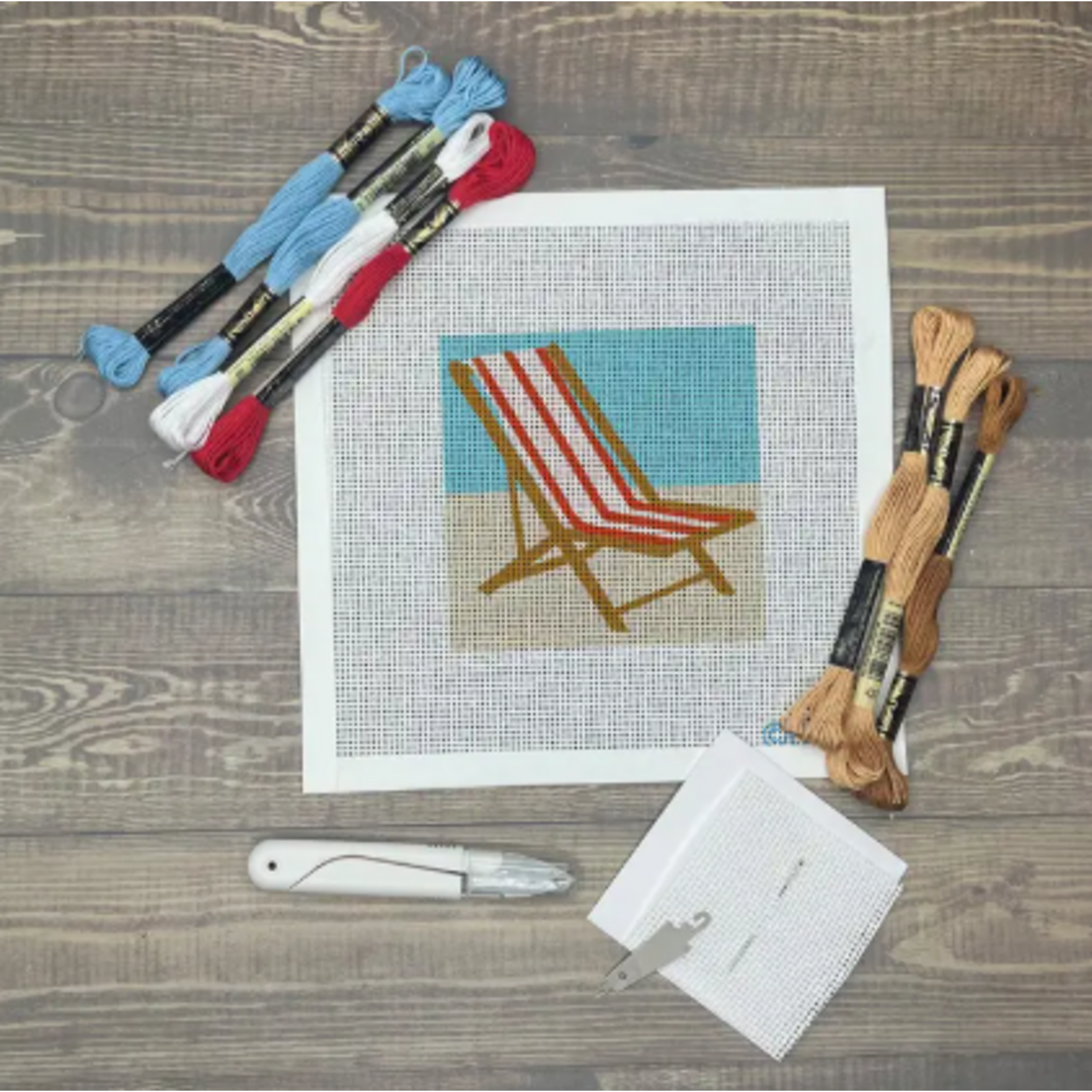 Blue Poppy Designs Beach Chair Needlepoint Kit