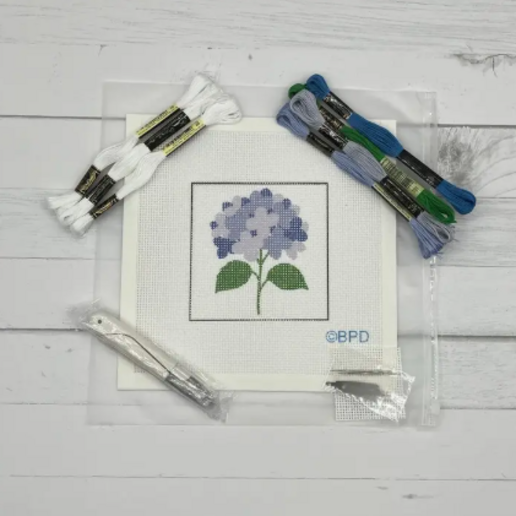 Blue Poppy Designs Blue Hydrangea Needlepoint Kit