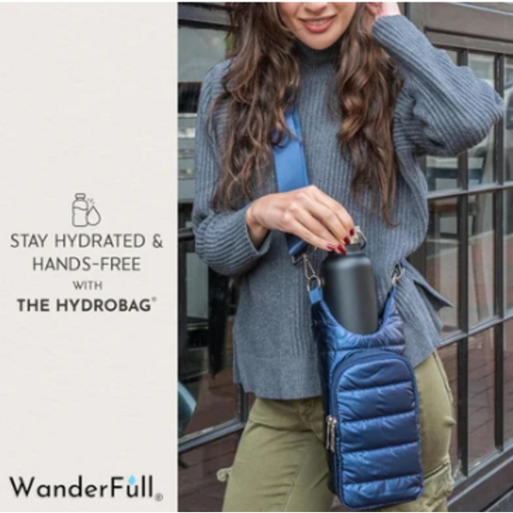 Wanderfull Navy Blue Shiny HydroBag with Matching Solid Navy Strap