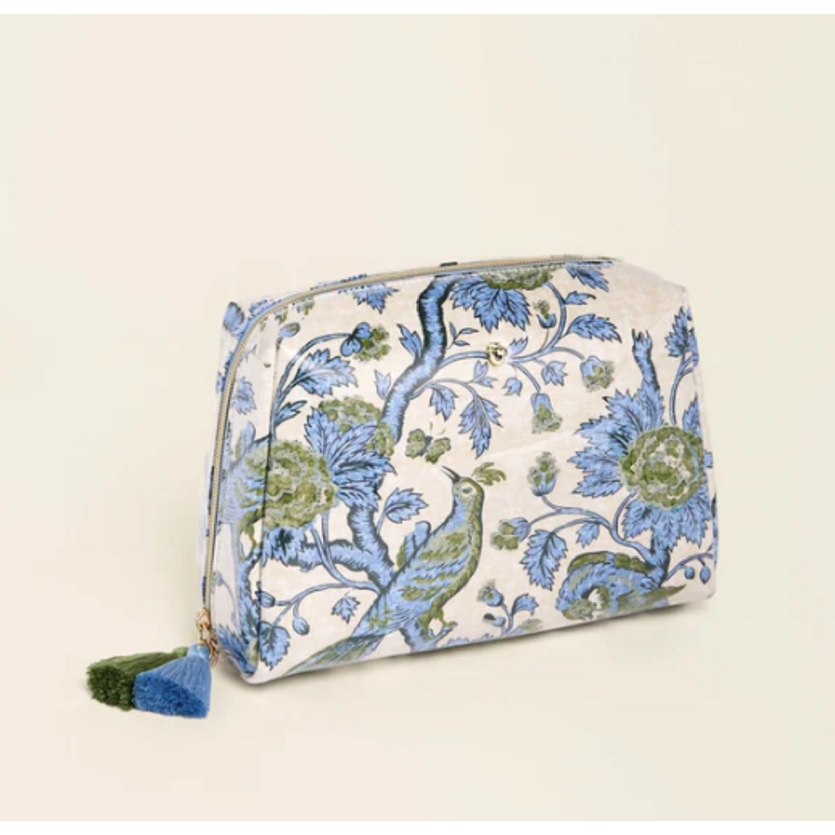 Large Cosmetic Pouch Japonica Bird Green
