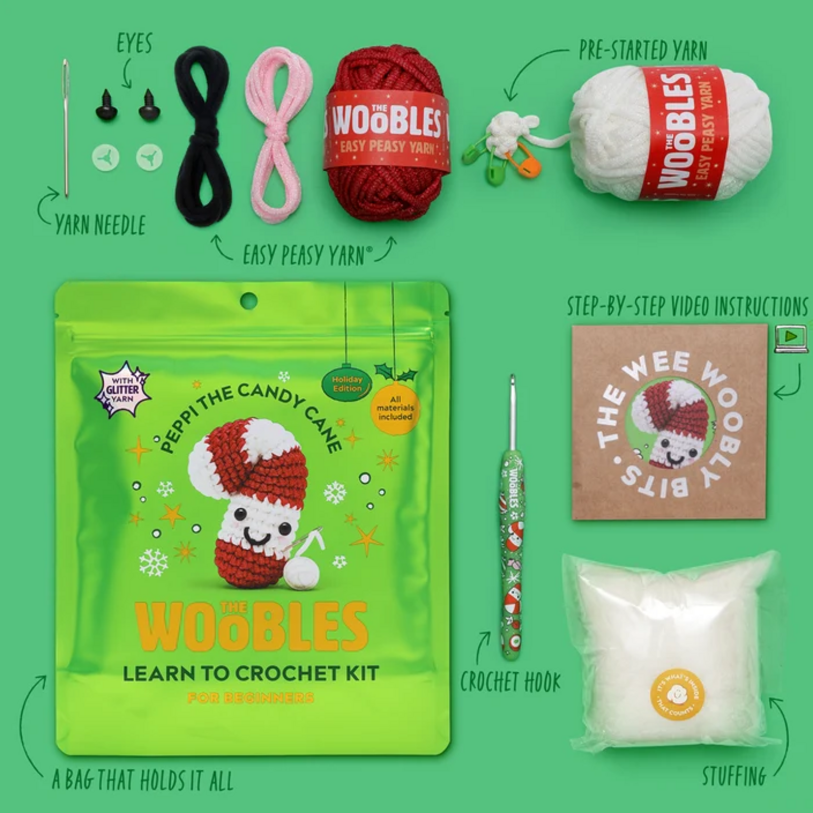 Woobles Peppi the Candy Cane Crochet Kit