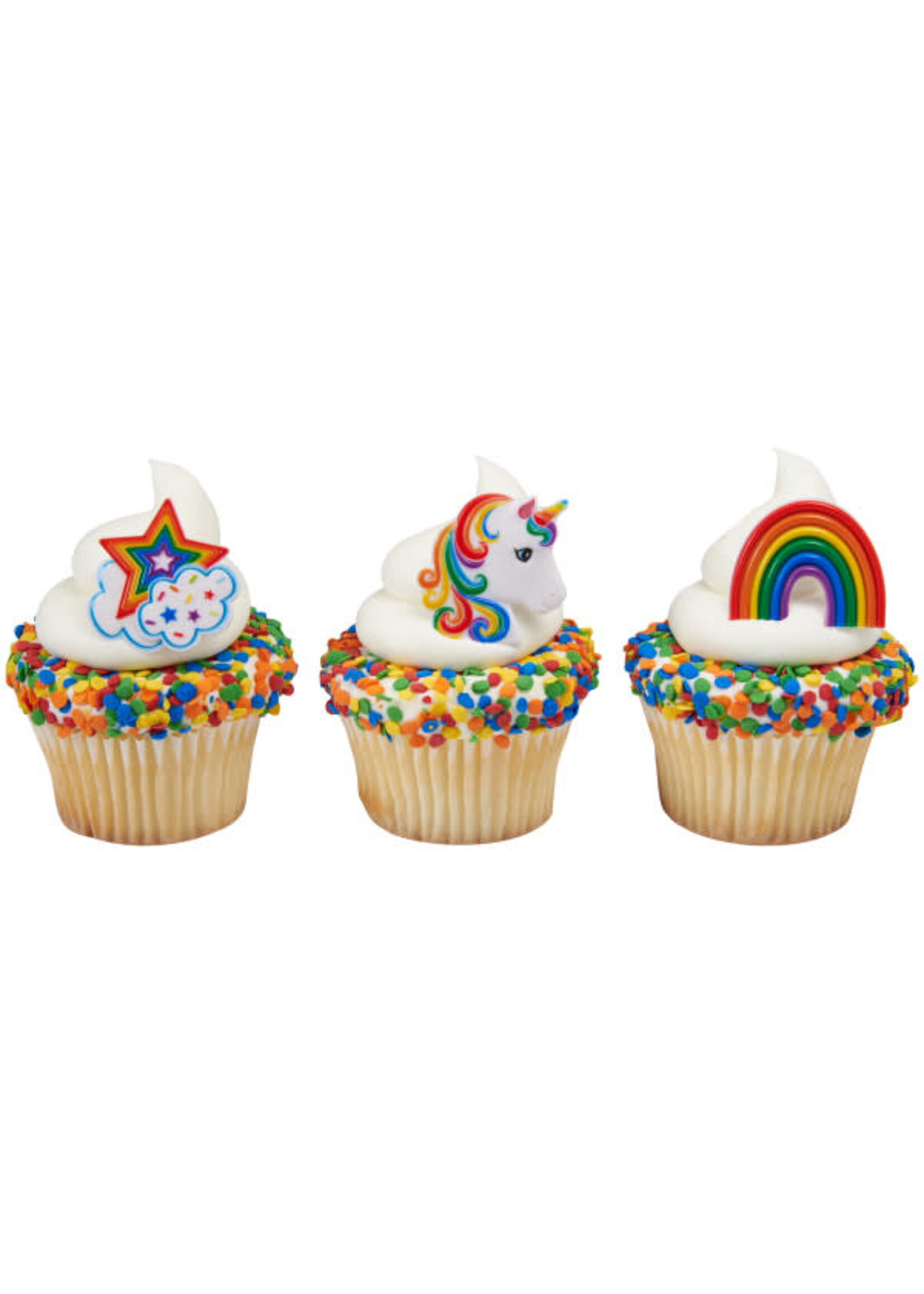 Rainbow Unicorn Assortment Cupcake Rings 3/pkt