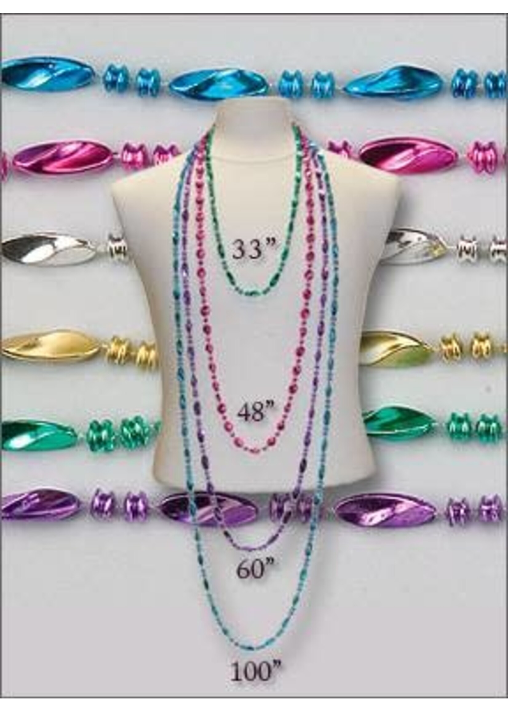60"METALLIC SWIRLS  BEADS ASSORTED COLORS-6PKT