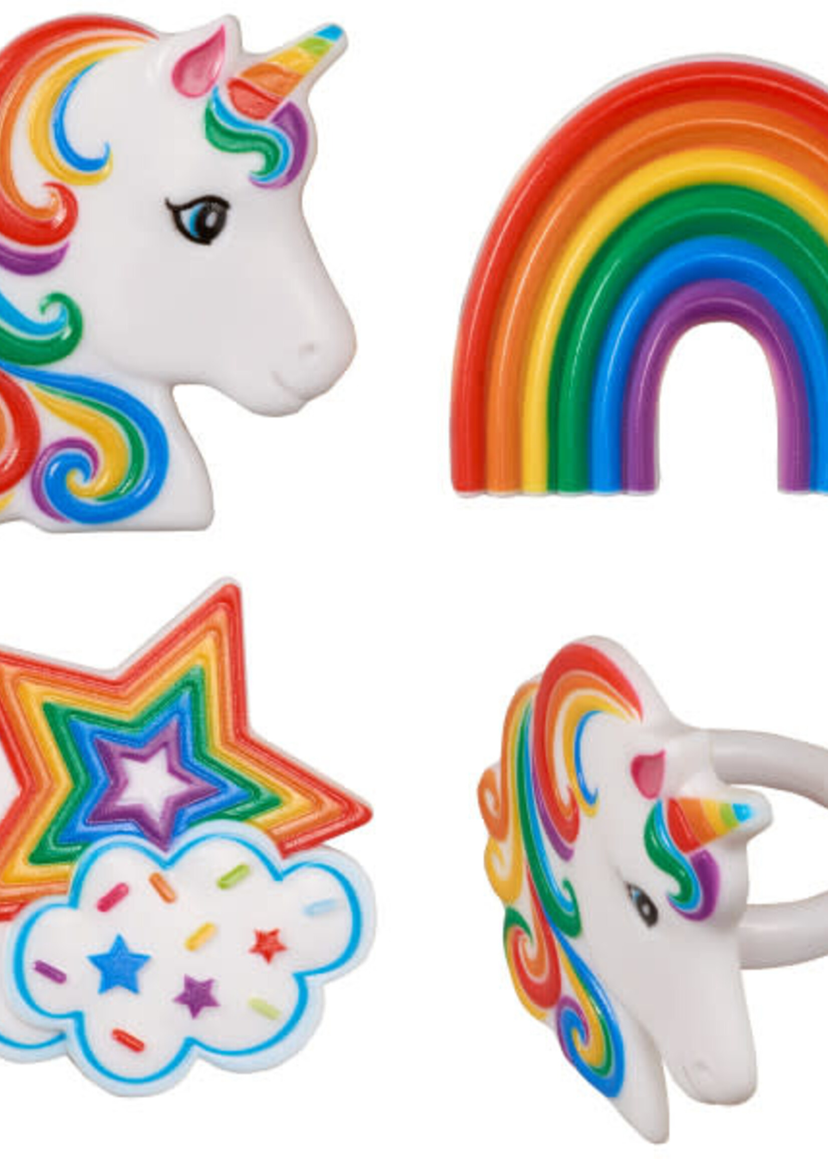 Rainbow Unicorn Assortment Cupcake Rings 3/pkt