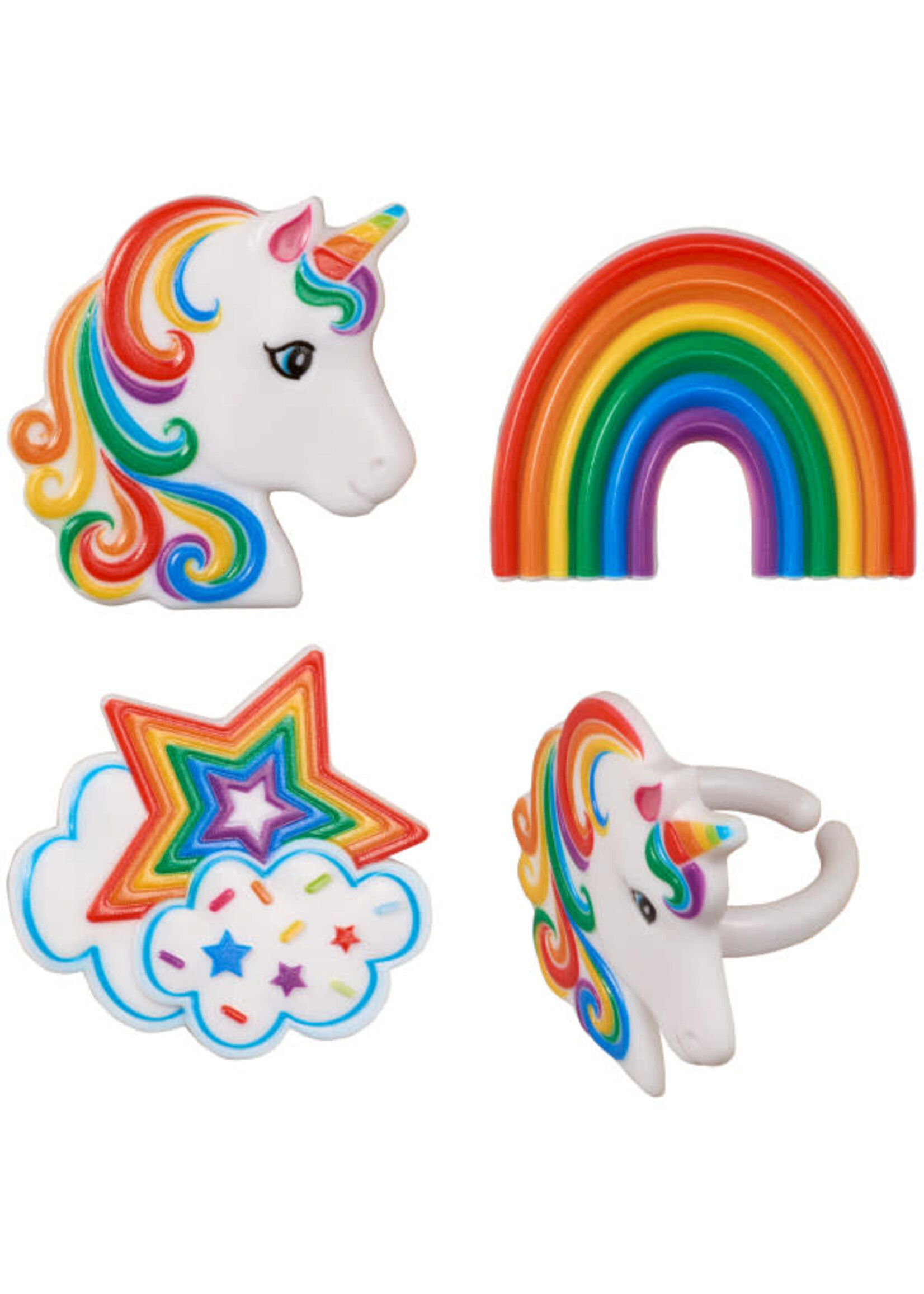 Rainbow Unicorn Assortment Cupcake Rings 3/pkt
