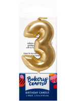 3 Mini Gold Numeral Candles