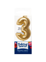 3 Mini Gold Numeral Candles
